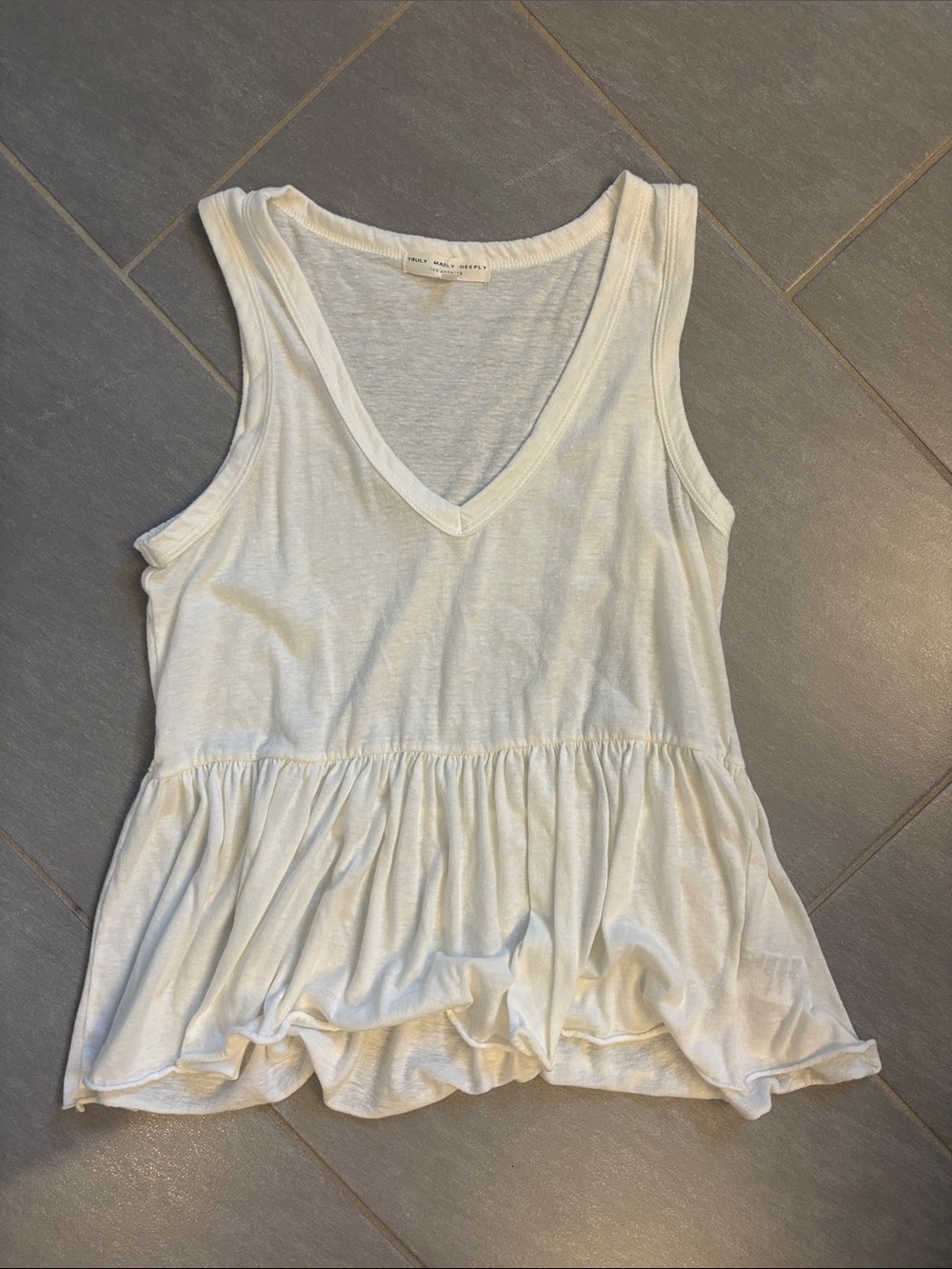 Truly Madly Deeply White V-Neck Peplum Tank